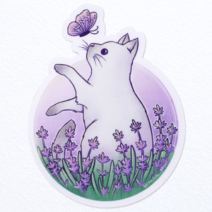 Lavender Cat Waterproof Vinyl Sticker