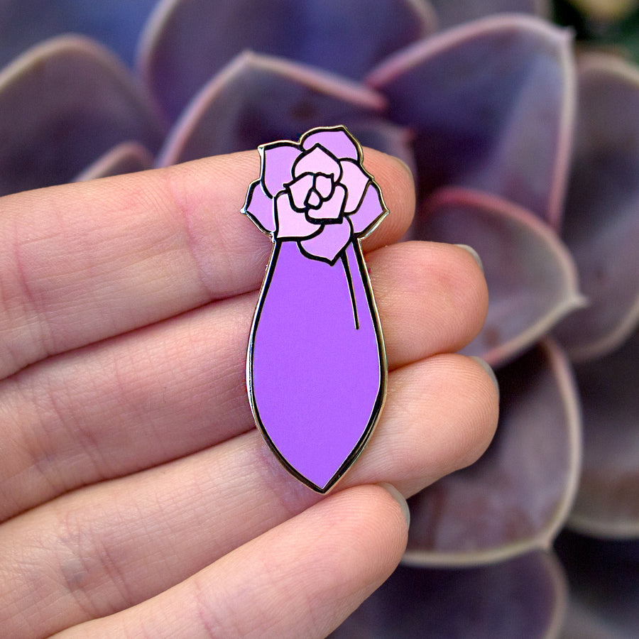 Succulent Propagation Enamel Pin - Purple