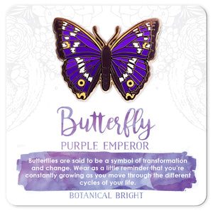 Purple Emperor Butterfly Enamel Pin – Botanical Bright - Add a Little ...