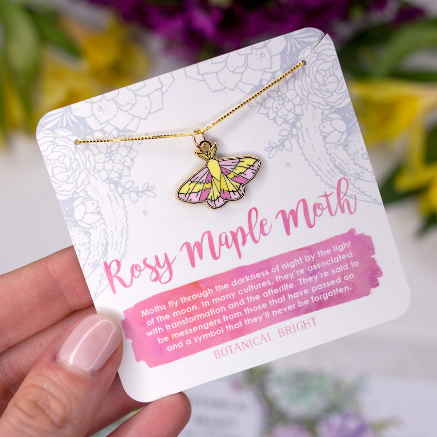 Rosy Maple Moth Necklace