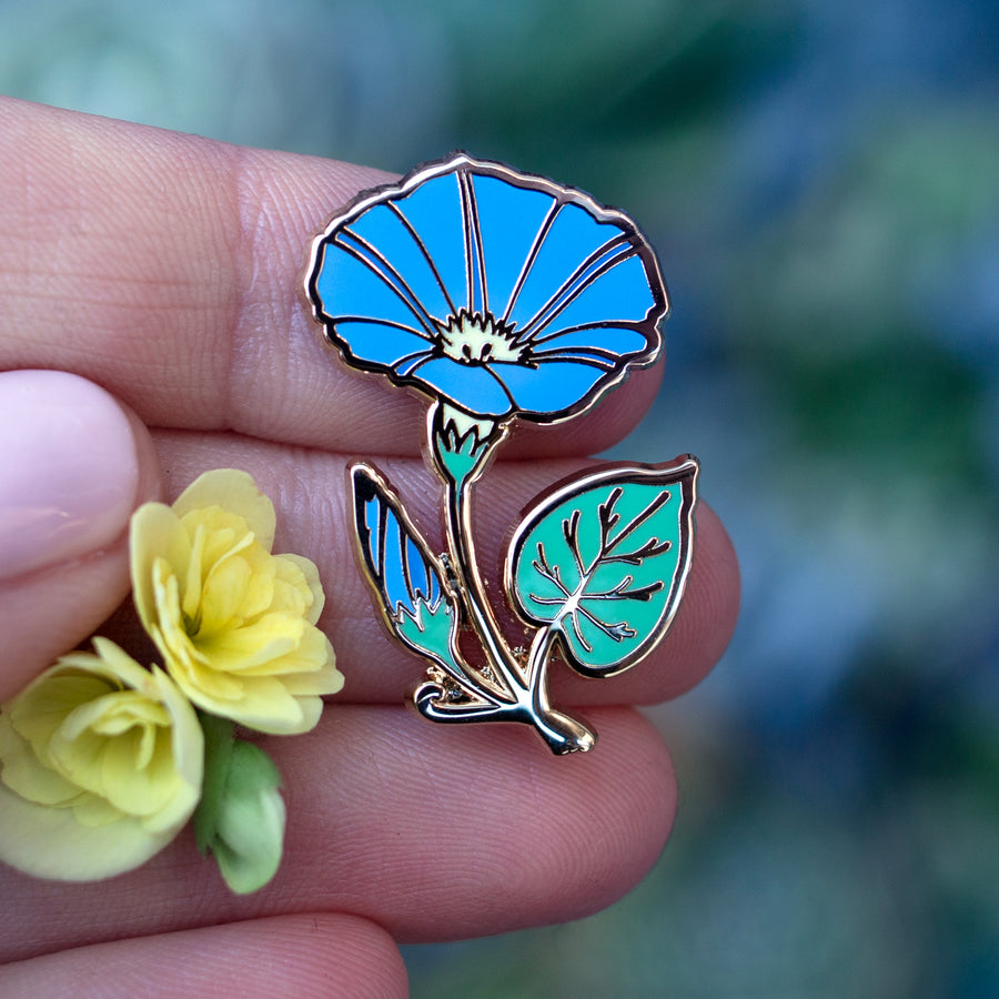Morning Glory Enamel Pin – Botanical Bright - Add a Little Beauty