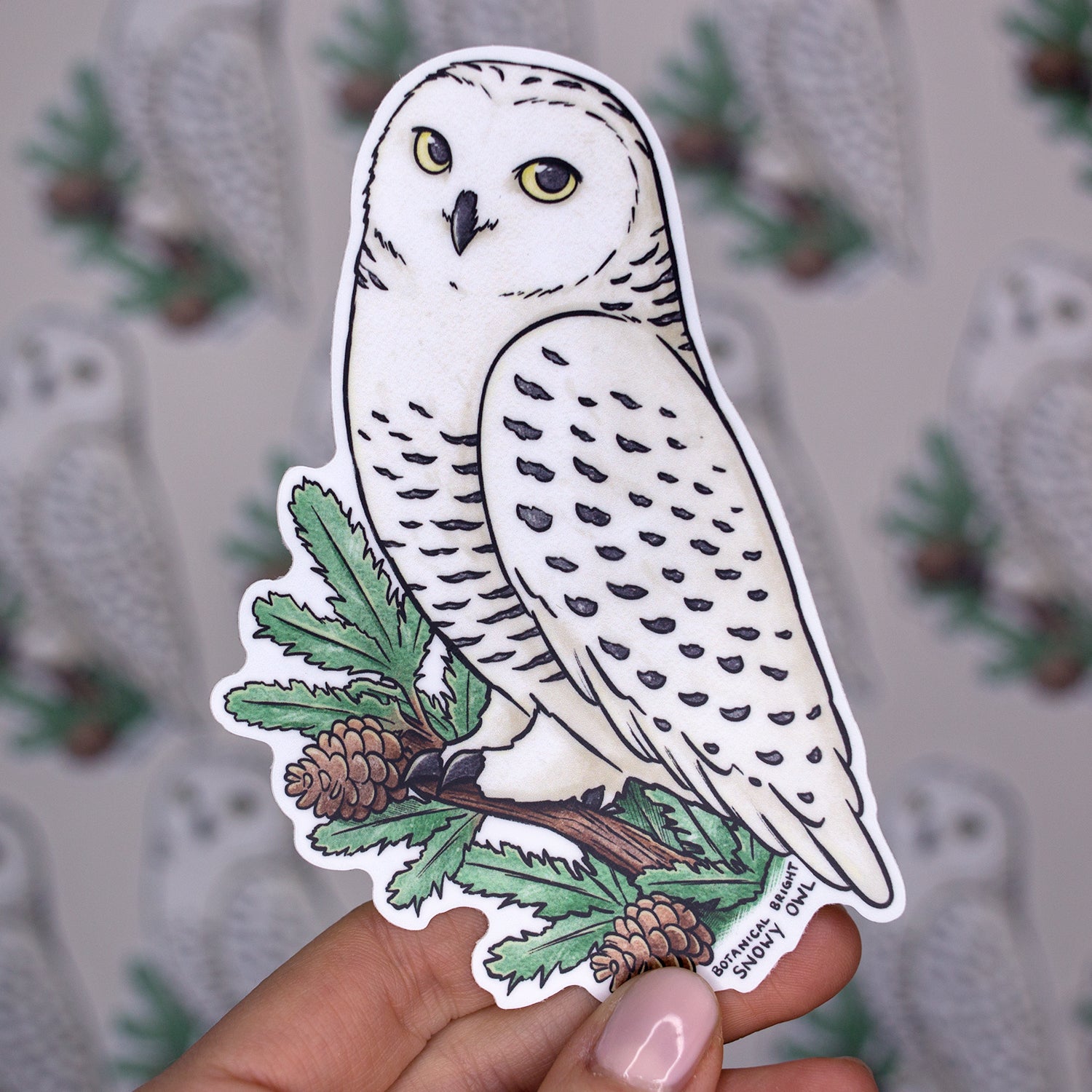 Snowy Owl Waterproof Sticker – Botanical Bright - Add A Little Beauty 