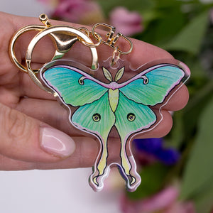 Luna Moth Glitter Acrylic Keychain